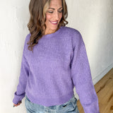 Ribbed Crewneck Sweater- Purple