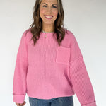 Oversized Front Pocket Sweater- Pink - Ana Patricia Boutique