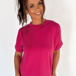 Luxe Ribbed Lounge Tee-Pink - Ana Patricia Boutique