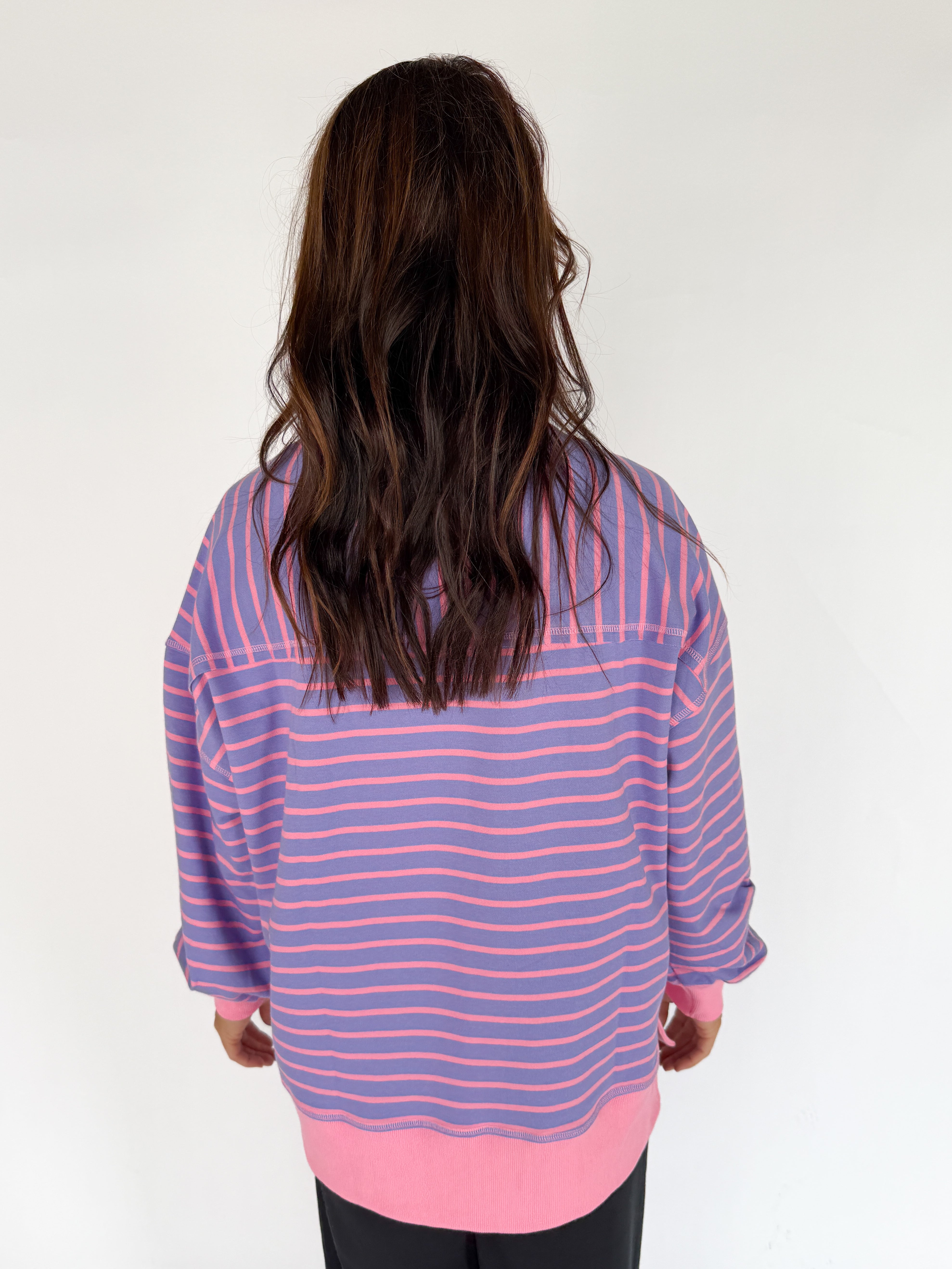 Stripe Comfy Pullover-Lavender/Pink - Ana Patricia Boutique