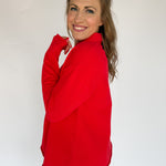 Long Sleeve Henley Top- Red - Ana Patricia Boutique