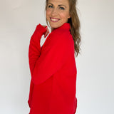 Long Sleeve Henley Top- Red - Ana Patricia Boutique