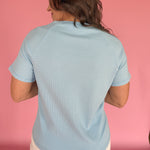 Textured Stripe Tee- Blue - Ana Patricia Boutique