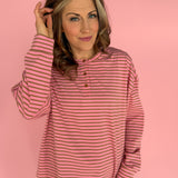 Pink Striped Long Sleeve Top - Ana Patricia Boutique