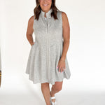 Sleeveless Scuba Zip Up Dress-Grey - Ana Patricia Boutique