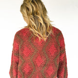 Textured Diamond Sweater- Burgundy