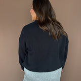 Floral Applique Crewneck- Black