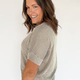 Corded Ribbed Top- Mocha