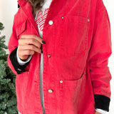 Oversized Utility Jacket- Red