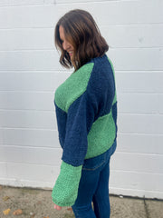 The April Sweater- Navy/Green