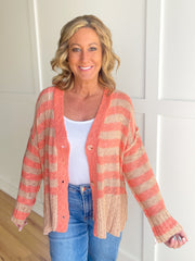 The Sis Oversized Cardigan-Taupe/Peach