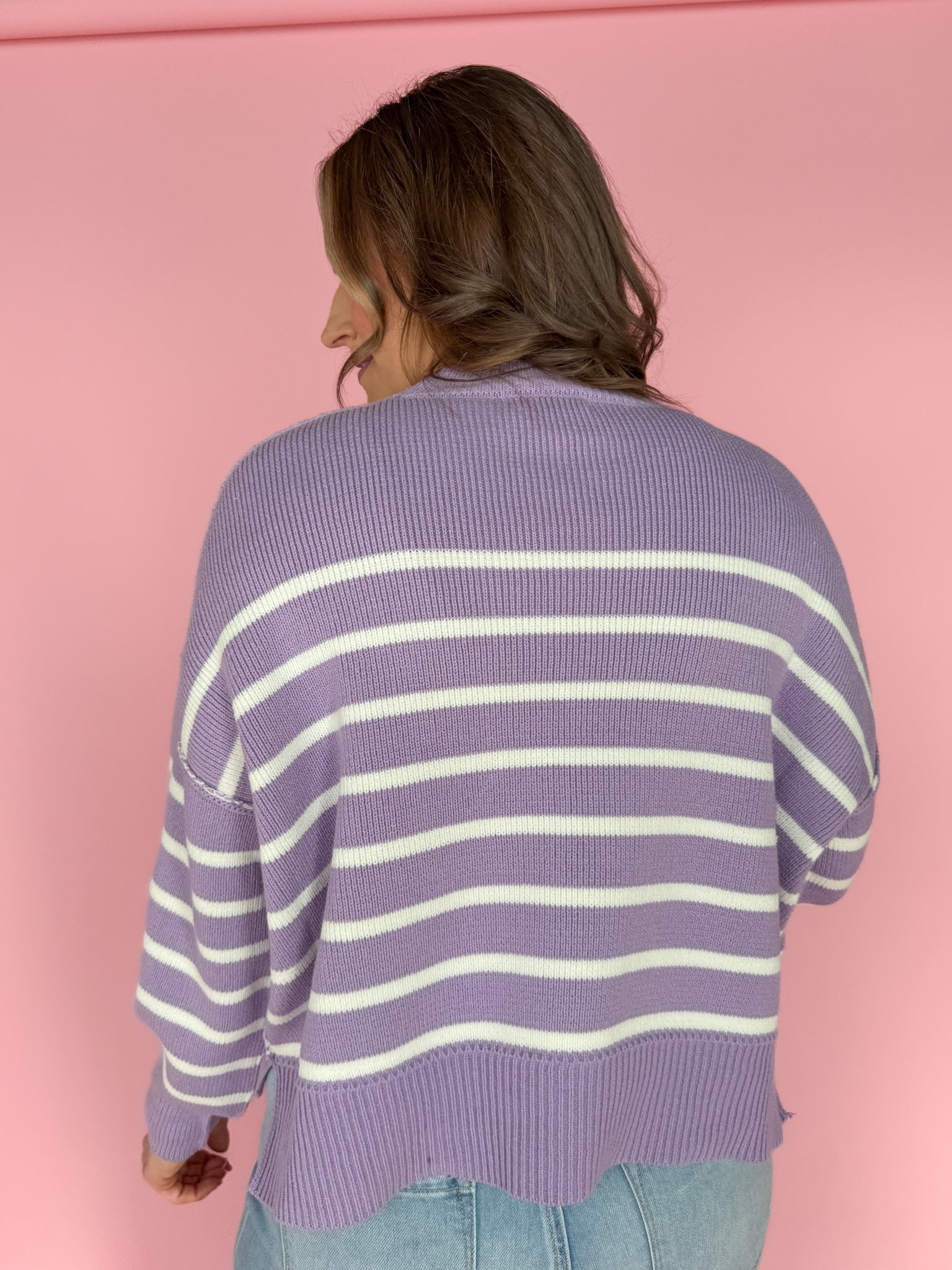 Oversized Stripe Sweater- Lavender - Ana Patricia Boutique