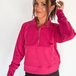 Luxe Ribbed 3/4 Zip-Pink - Ana Patricia Boutique