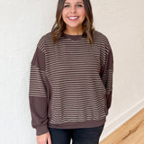 Contrasting Stripe Top- Brown