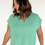 The Lucy V Neck Short Sleeve Top- Mint