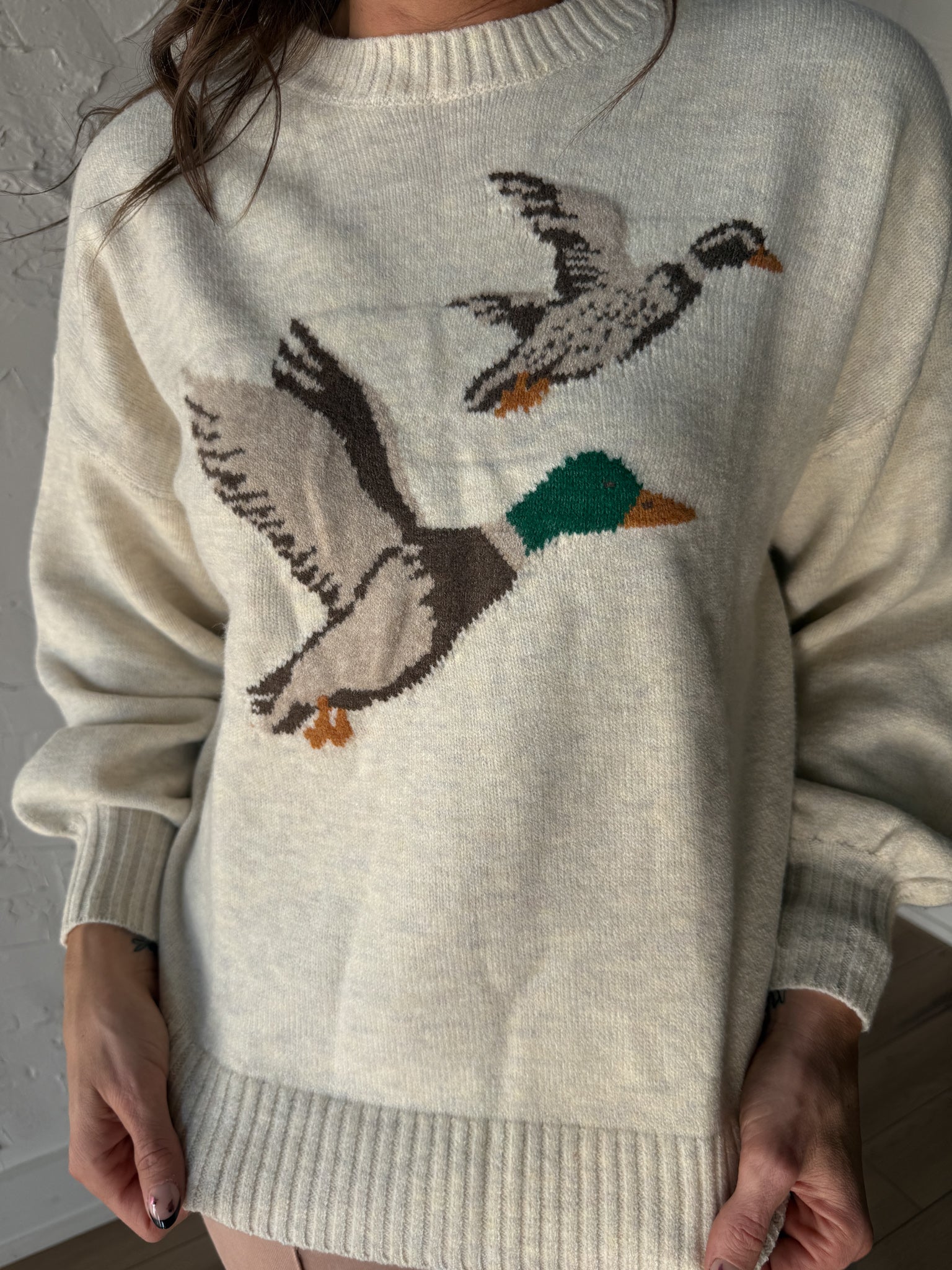 Flying Ducks Sweater- Oatmeal - Ana Patricia Boutique