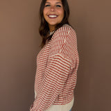 Waffle Texture Sweater- Rust
