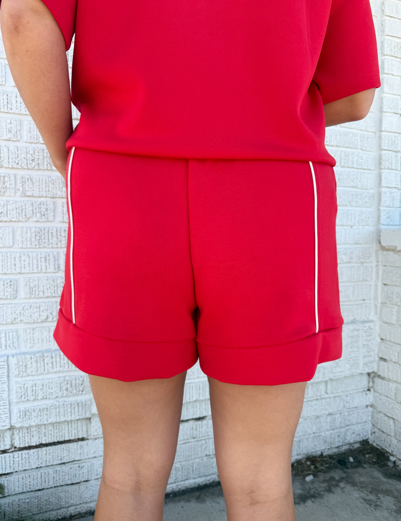 A Line Piping Shorts- Red - Ana Patricia Boutique