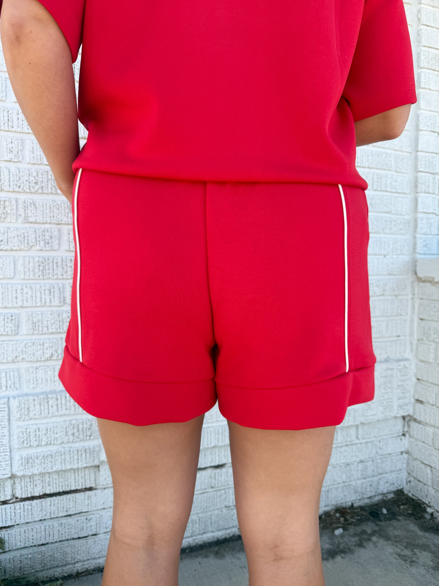 A Line Piping Shorts- Red - Ana Patricia Boutique