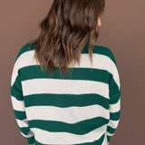 Thick Stripe Sweater- Hunter Green