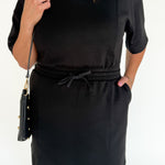 Scuba Short Sleeve Dress- Black - Ana Patricia Boutique
