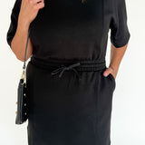 Scuba Short Sleeve Dress- Black - Ana Patricia Boutique