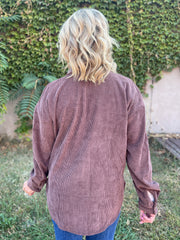 The Bonnie Corduroy Button Up- Cocoa Brown