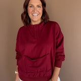 Front Pocket Pullover- Burgundy