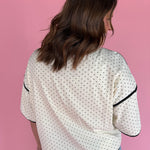Polka Dot Exposed Hem Tee-Cream - Ana Patricia Boutique
