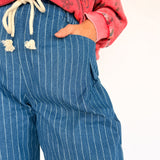 Pinstripe Barrel Jeans- Medium Wash - Ana Patricia Boutique