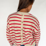 Striped Crewneck Sweater- Red