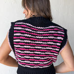 The Lena Sweater Vest- Black/Pink - Ana Patricia Boutique