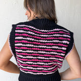 The Lena Sweater Vest- Black/Pink - Ana Patricia Boutique