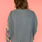 Quilted Sleeve Pullover - Blue - Ana Patricia Boutique