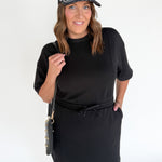 Scuba Short Sleeve Dress- Black - Ana Patricia Boutique