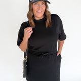 Scuba Short Sleeve Dress- Black - Ana Patricia Boutique