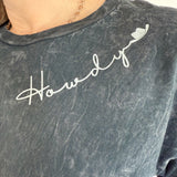 Howdy Cowboy Hat Graphic Tee- Black