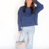 Cropped Sweater- Navy