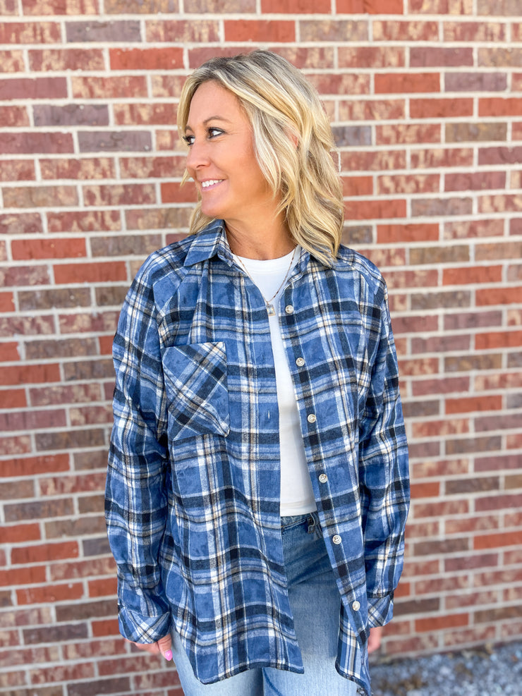 The Laura Plaid Button Up- Blue