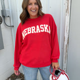 Ribbed Nebraska Pullover- Red