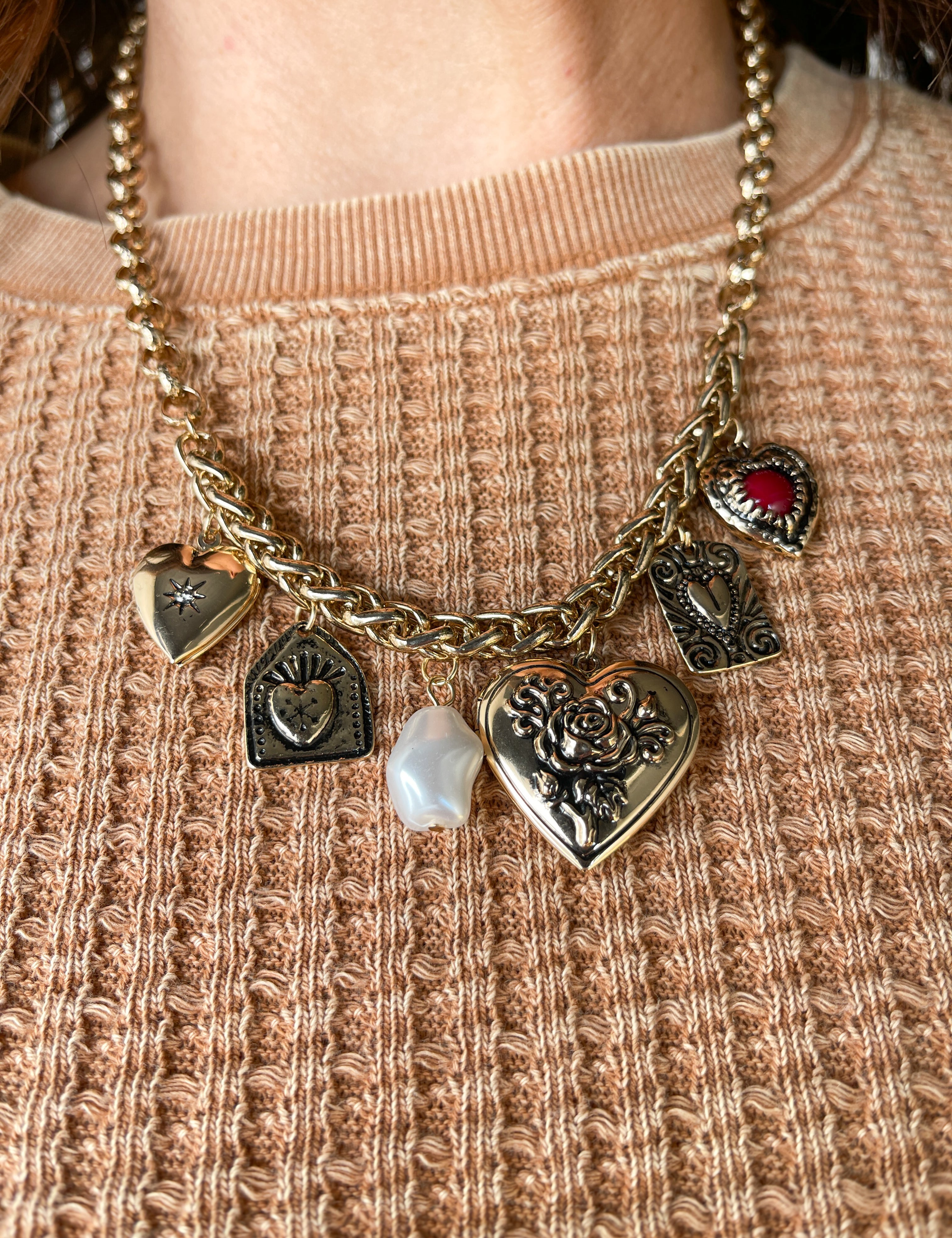 Heart Charm Necklace- Gold - Ana Patricia Boutique