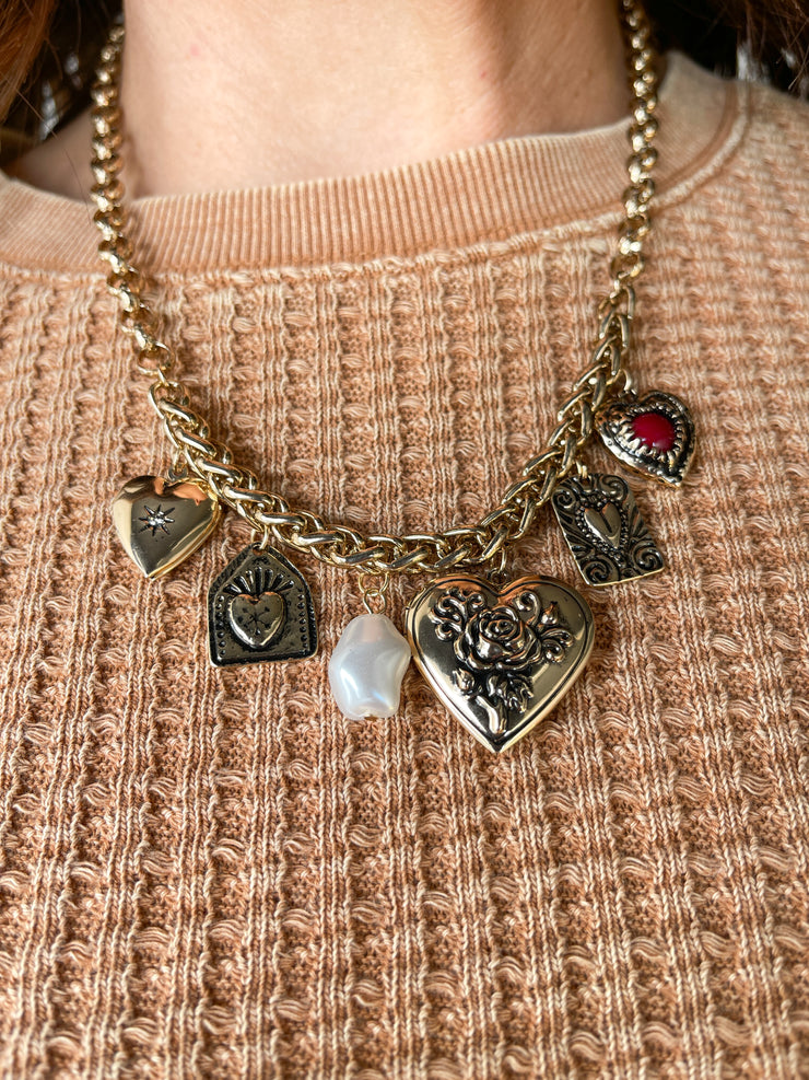 Heart Charm Necklace- Gold