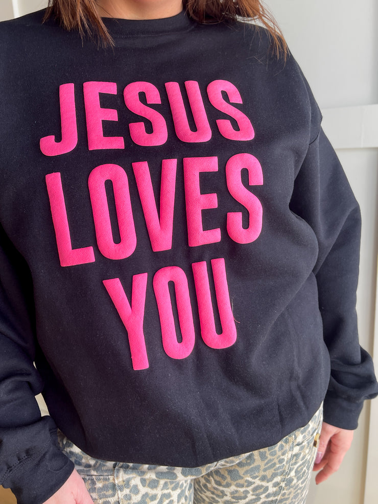 Puff Jesus Loves You Crewneck