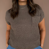 Short Sleeve Sweater-Brown