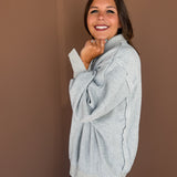 Mineral Wash Snap  Pullover- Grey