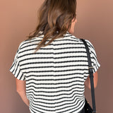 Split Neck Collared Top- Black