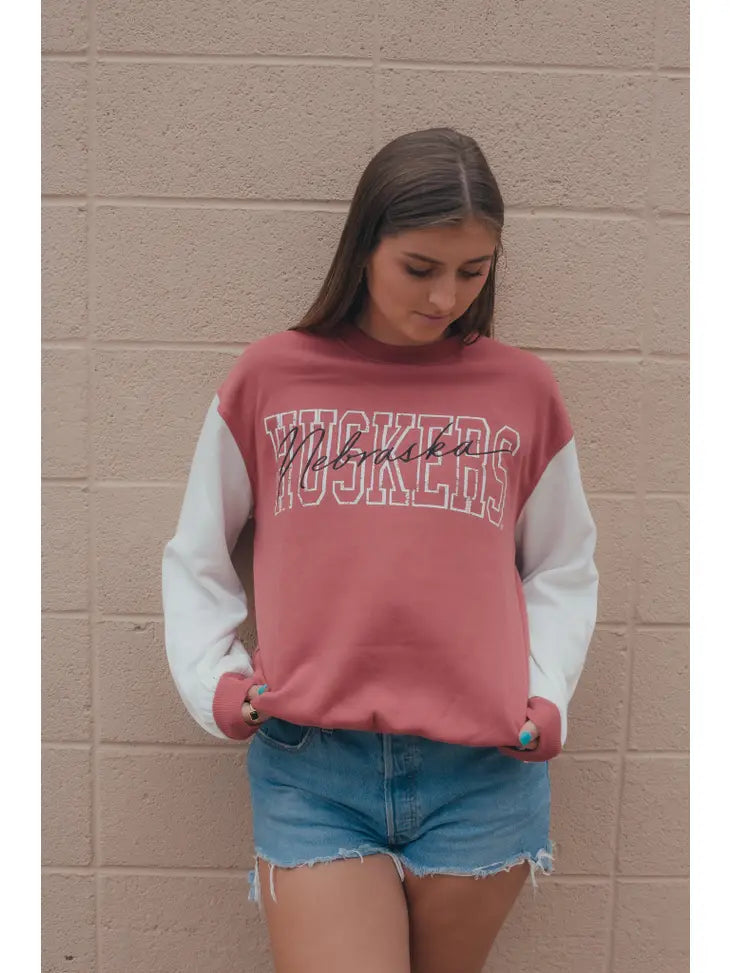 Two Tone U of Nebraska Creweck