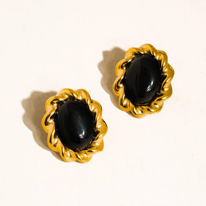 Vintage Stone Earrings- Black - Ana Patricia Boutique