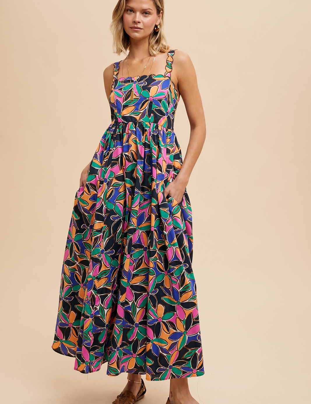Bright Floral Print Maxi Dress - Ana Patricia Boutique