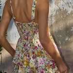 ADJUSTABLE STRAP LAYERED RUFFLE TIERED MIDI DRESS - Ana Patricia Boutique